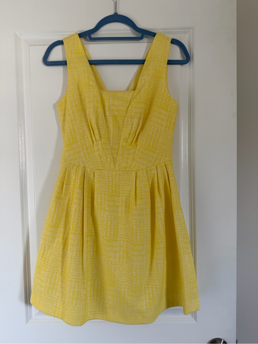Soprano Bright Yellow V-Neck Pleated Mini Dress
